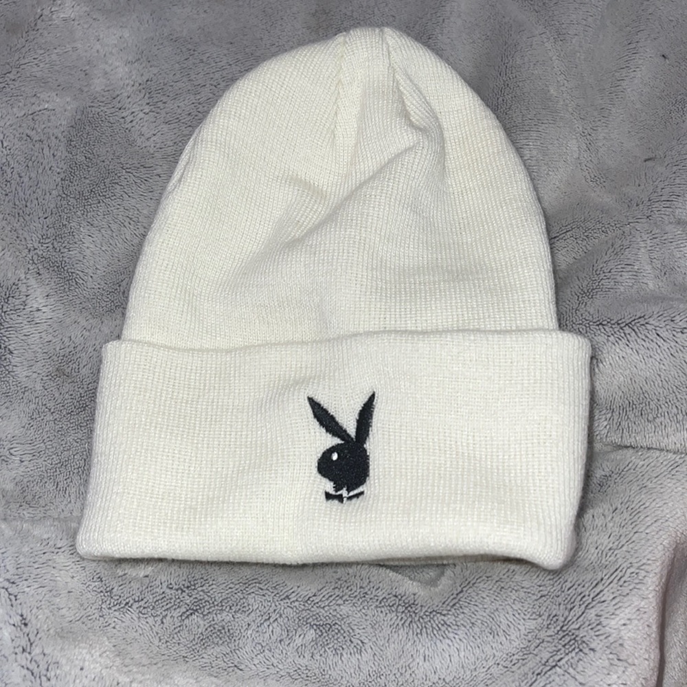 play boy white beanie, brand new